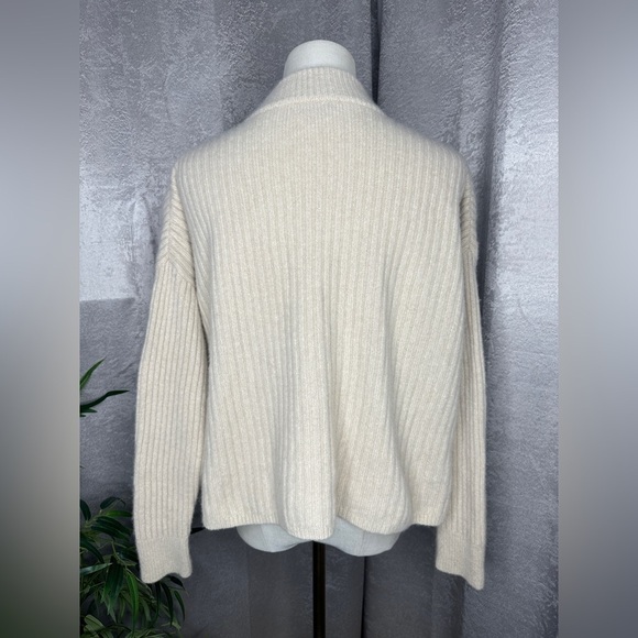 Madewell (Re)sourced Cashmere Ribbed Mockneck Pullover Sweater Heather Beige M - Picture 7 of 12